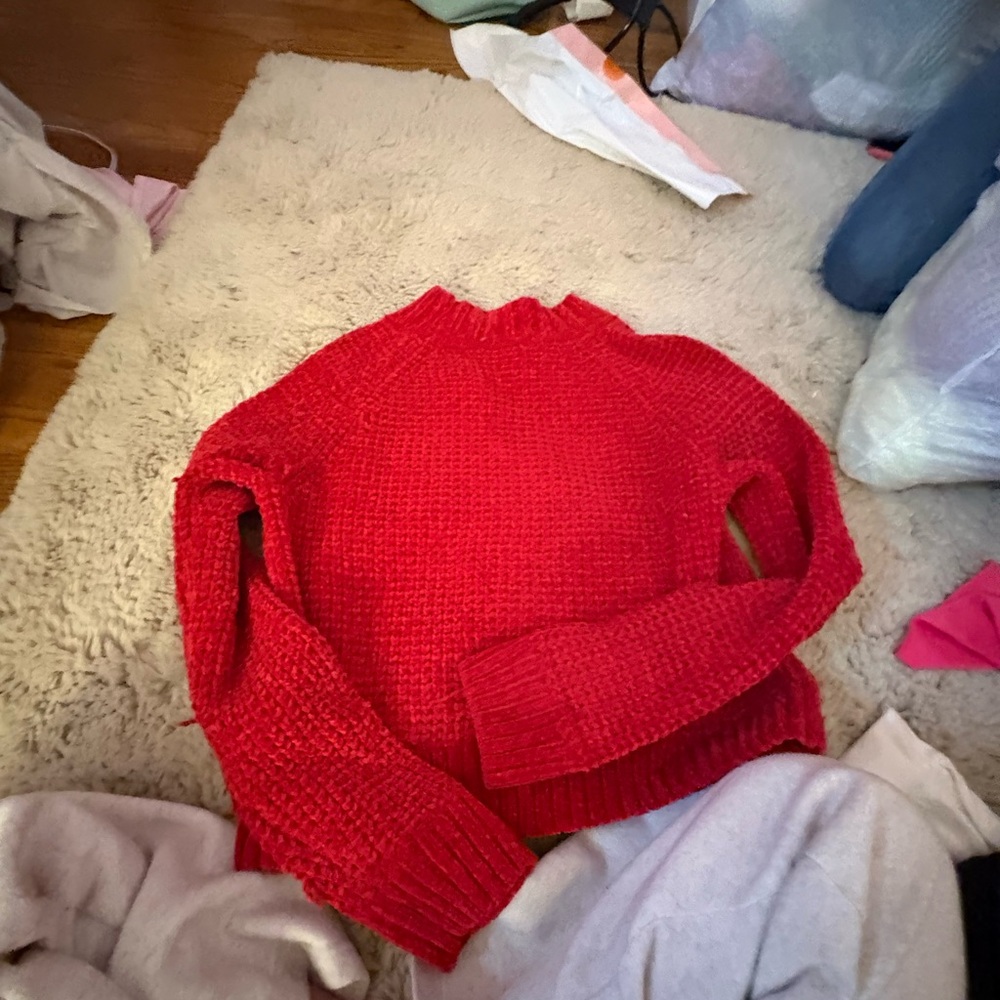 Vibrant Red Women's Turtleneck Sweater
